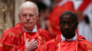 Cardinal Angelo Scola attends the Pro Eligendo Romano Pontifice Mass at St Peter's Basilica, before they enter the conclave to decide who the next pope will be. Source: Getty Images 