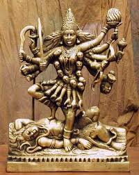 The active Mother (Shakti) stands on the inactive Father (Shiva)