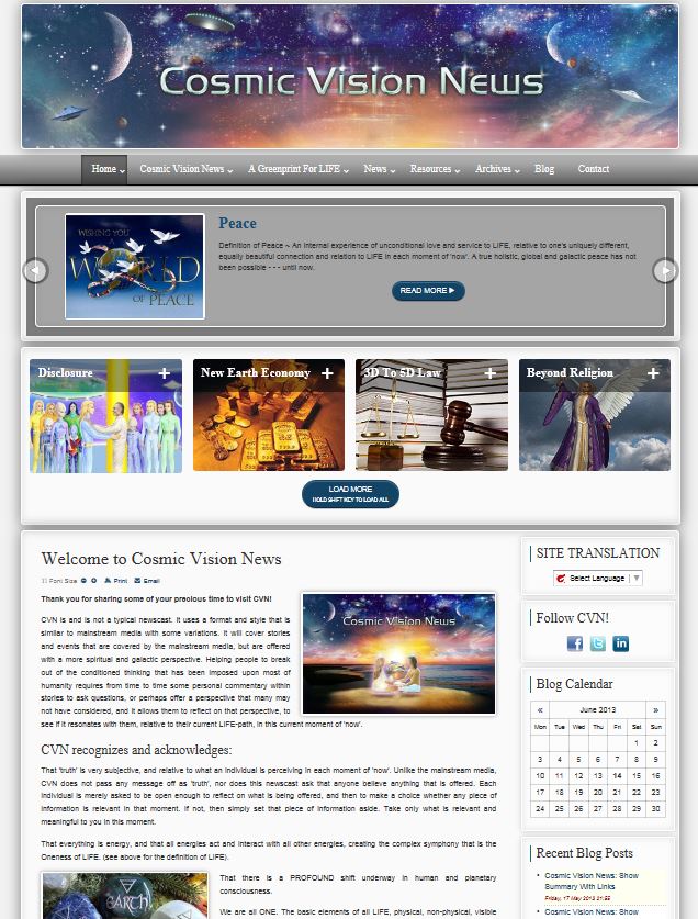 cosmic Vision News new website