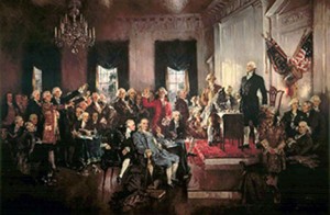 The Founding Fathers drafting the US Constitution