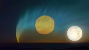 Celestial Solar Lunar Troika - Comet ISON Sun and Full Moon