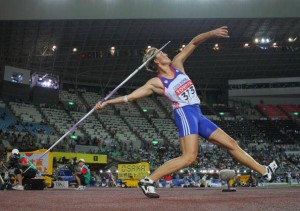 OSAKA, JAPAN - AUGUST 31: Barbora Spotakova of the Czech Republic competes on her way to winning the gold medal in the Women's Javelin Throw Final on day seven of the 11th IAAF World Athletics Championships on August 31, 2007 at the Nagai Stadium in Osaka, Japan. (Photo by Stu Forster/Getty Images)