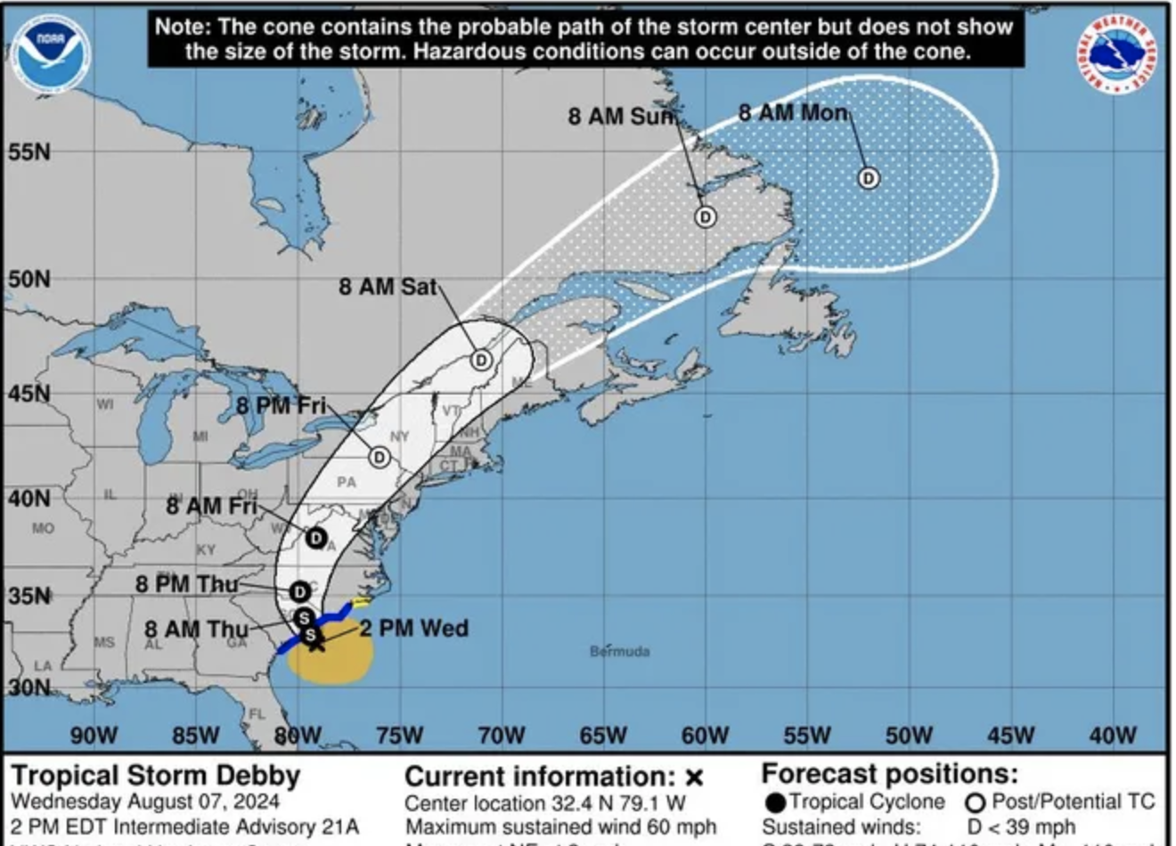 Prayers for Those in the Path of Hurricane Debby & Particularly Those